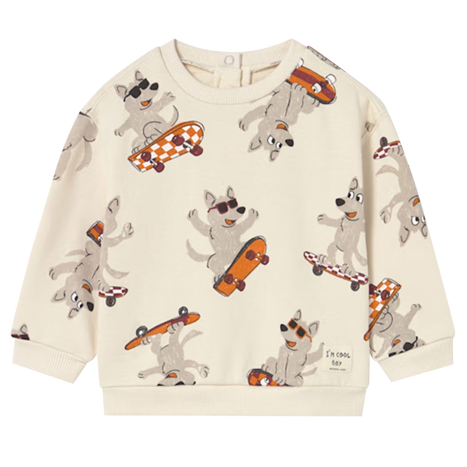 Younger Boys Ivory Dogs Sweatshirt, 1, hi-res