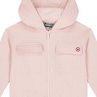 Girls Pink Logo Hooded Zip Up Top, 1, hi-res