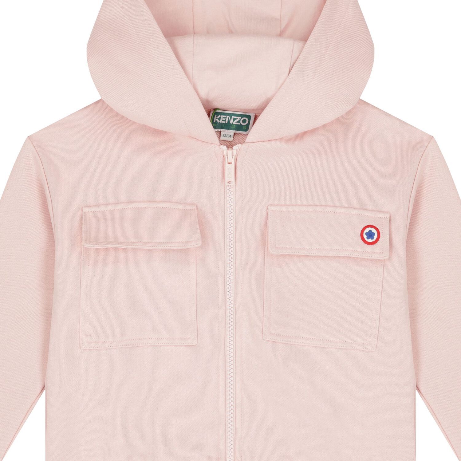 Girls Pink Logo Hooded Zip Up Top, 1, hi-res image number null