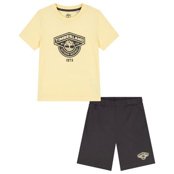 Boys Yellow & Grey Logo Shorts