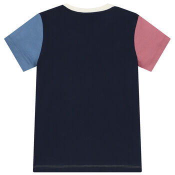 Boys Ivory & Navy Blue Logo T-Shirt