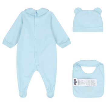 Blue Teddy Bear Logo Babygrow Gift Set