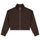 Girls Brown Logo Cardigan, 1, hi-res