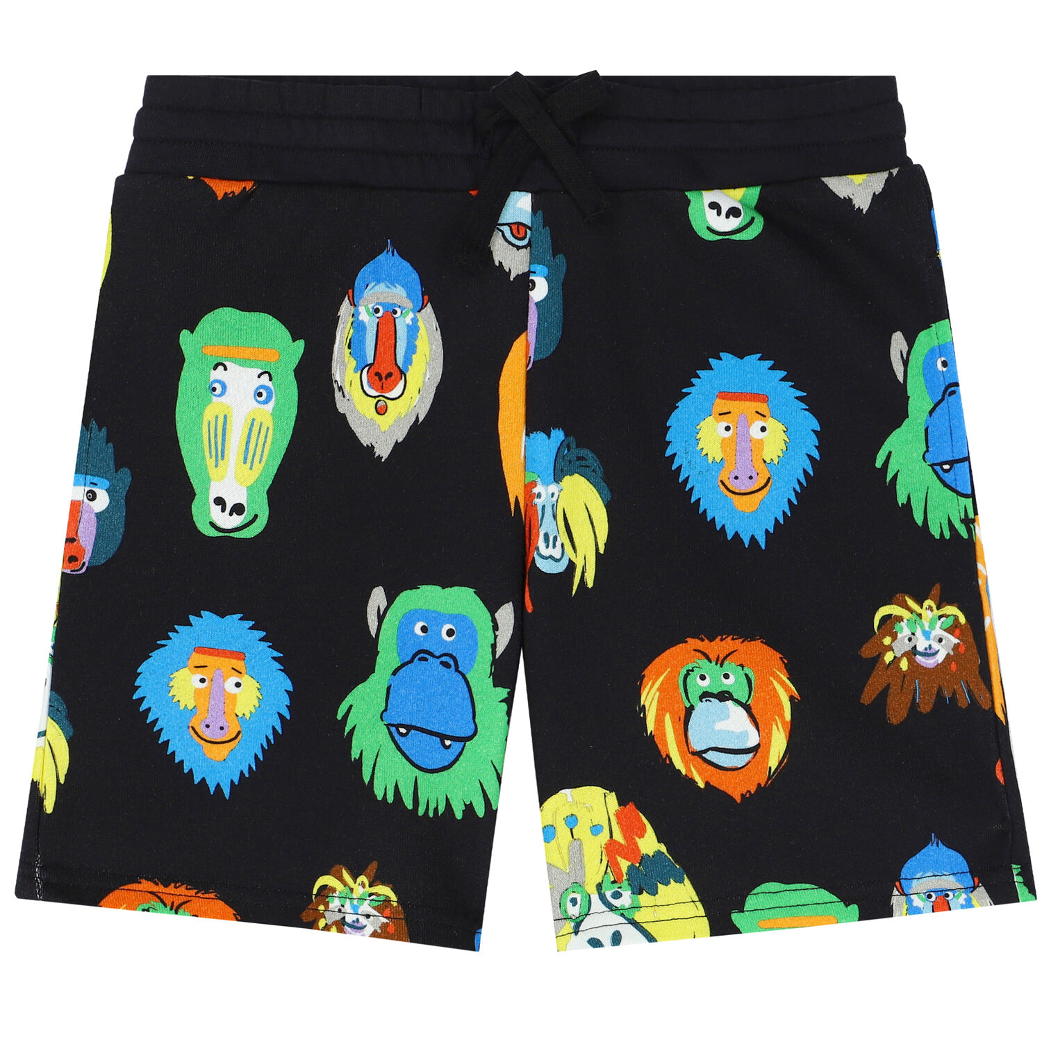 Boys Black Monkey Shorts, 1, hi-res