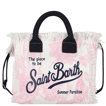 Girls White & Pink Jungle Logo Tote Bag