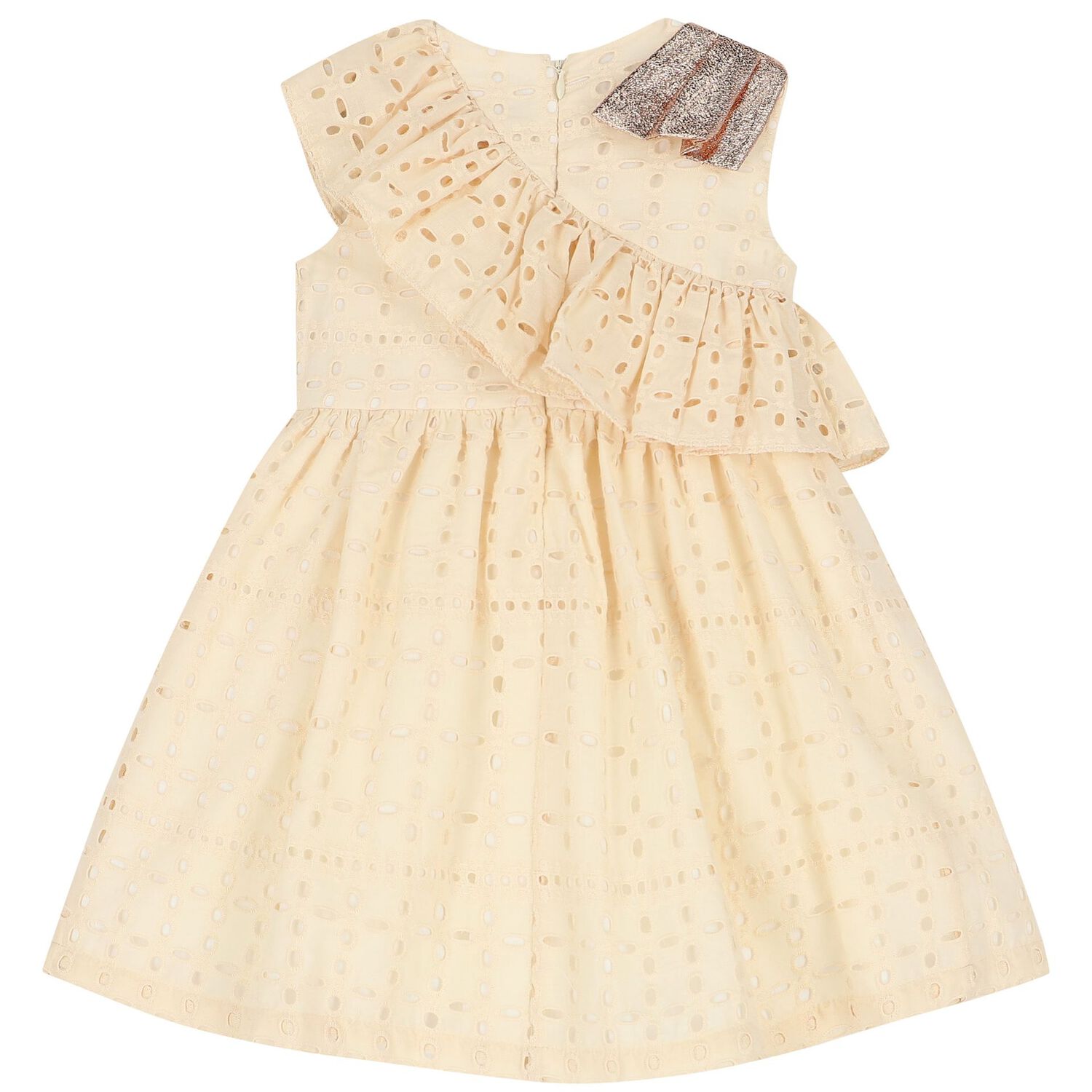 Girls Ivory Broderie Anglaise Ruffle Dress, 1, hi-res image number null