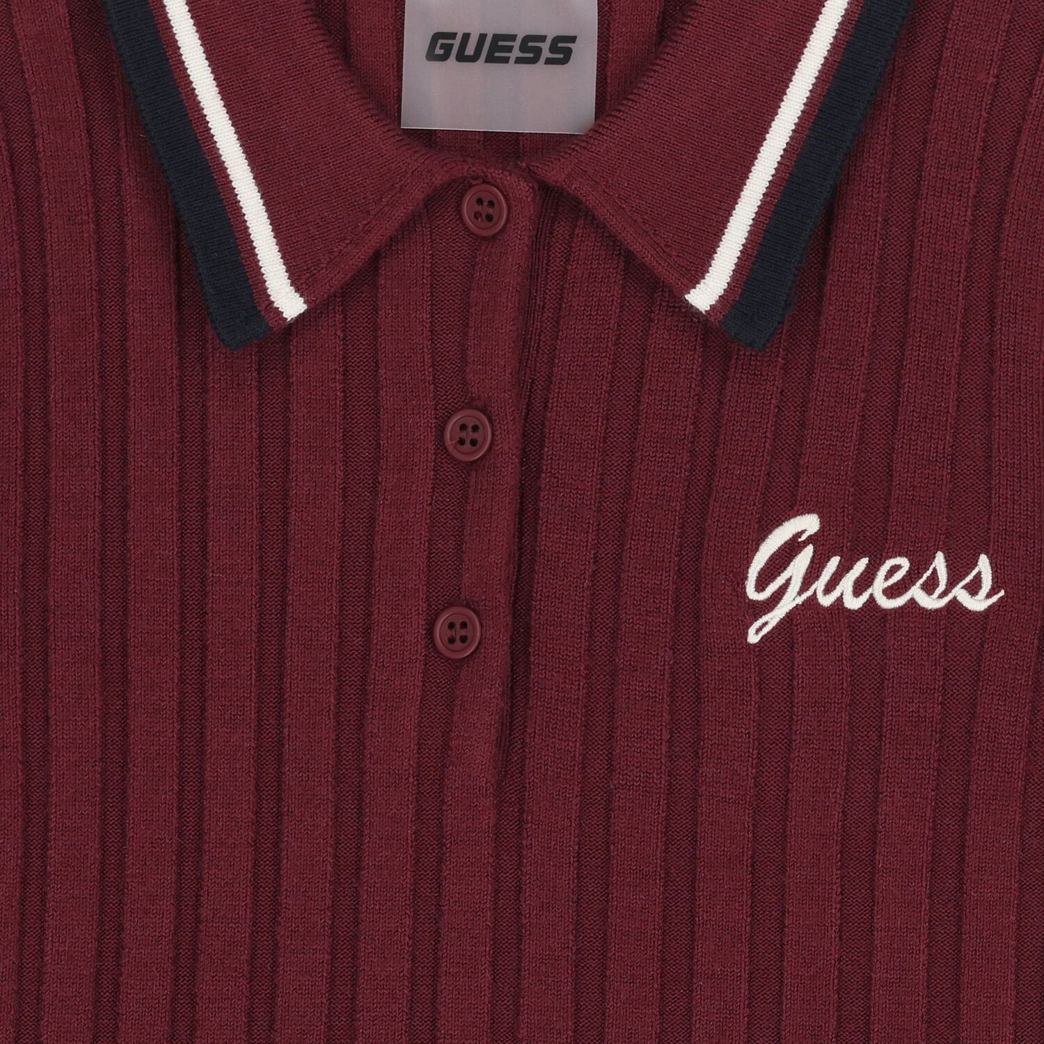 Girls Burgundy Logo Knitted Top, 1, hi-res