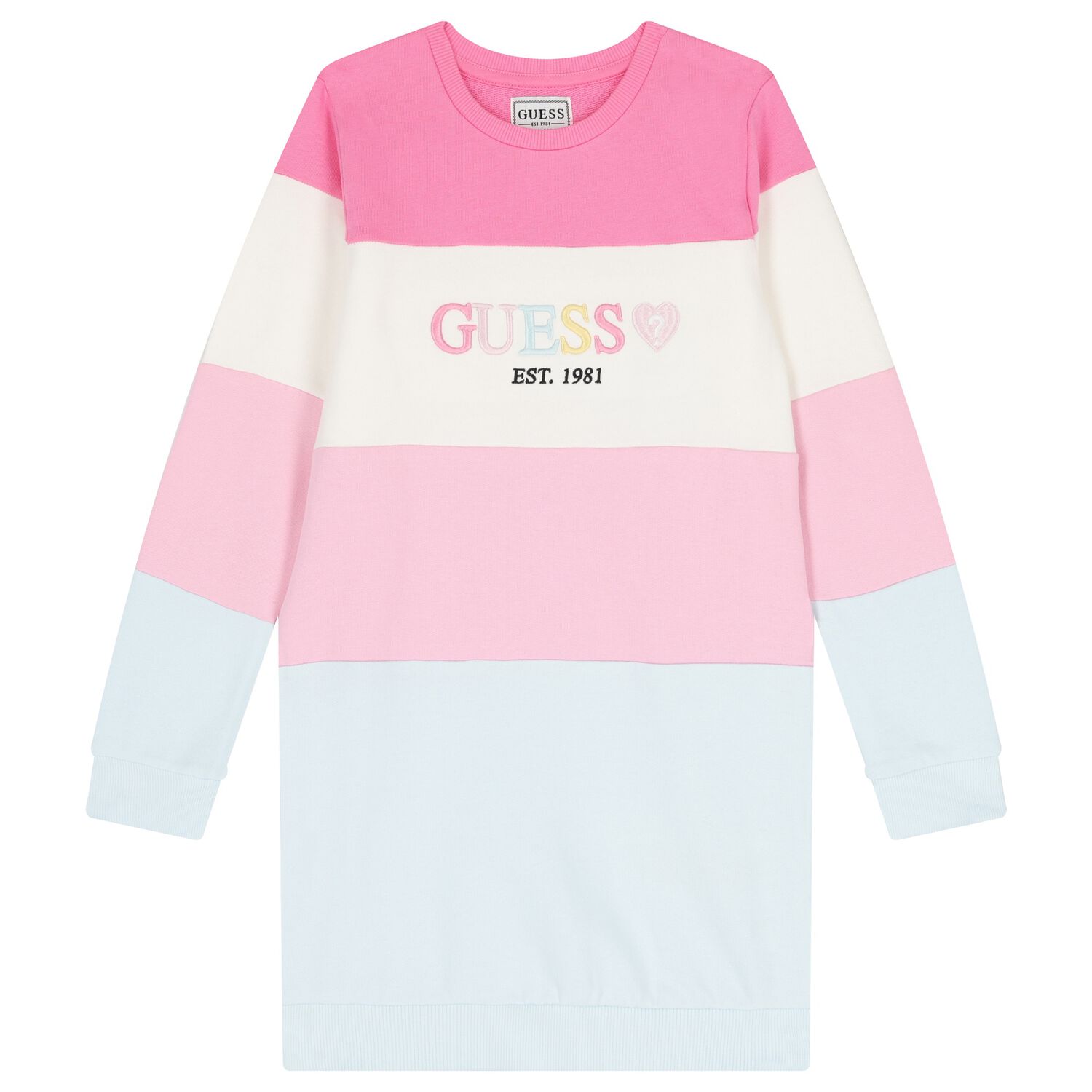 Girls Pink Logo Sweatshirt Dress, 1, hi-res image number null