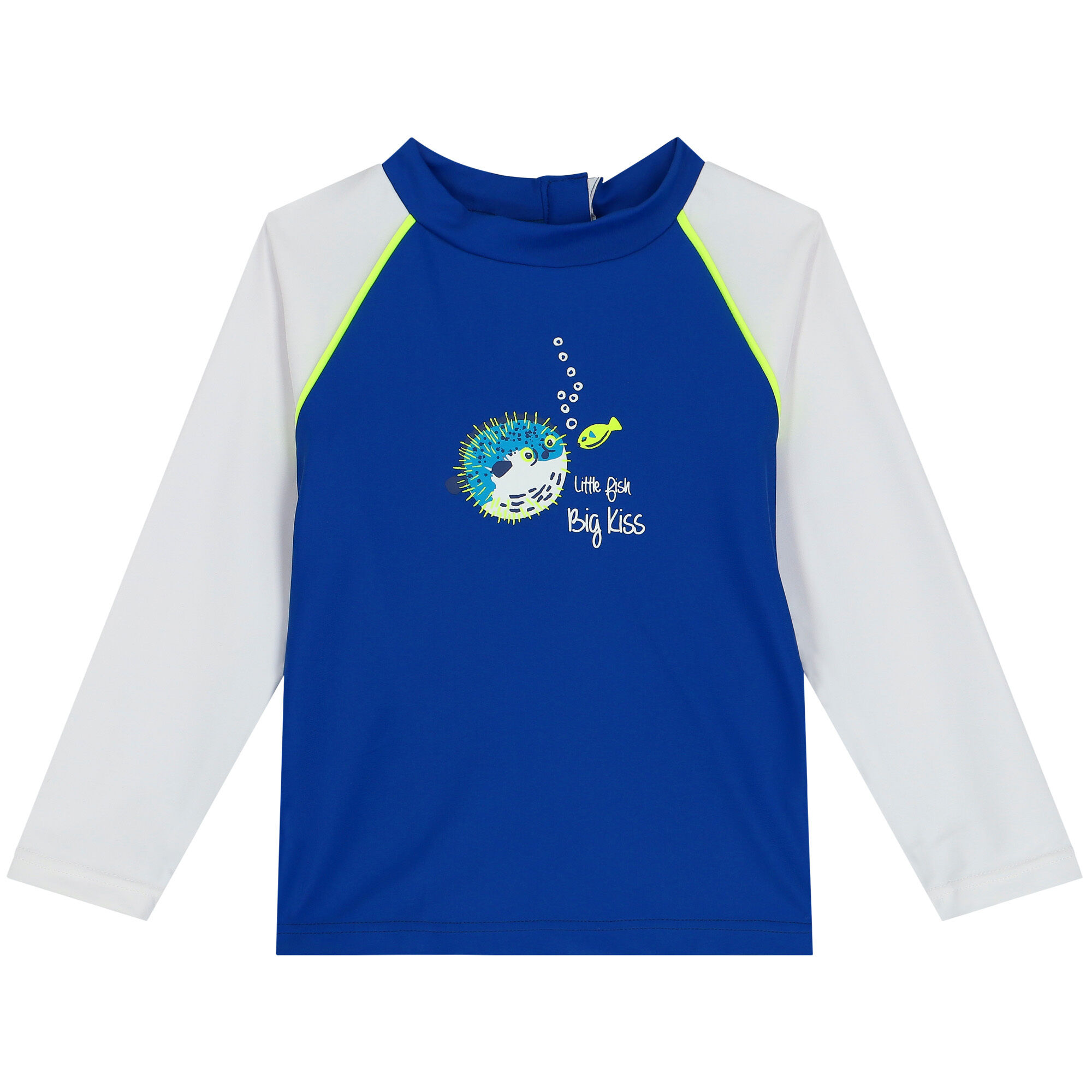 Sunuva Baby Boys Blue White Puffer Fish Long Sleeve Rash Vest Junior Couture USA