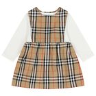 Baby Girls Beige & White Dress Set, 1, hi-res