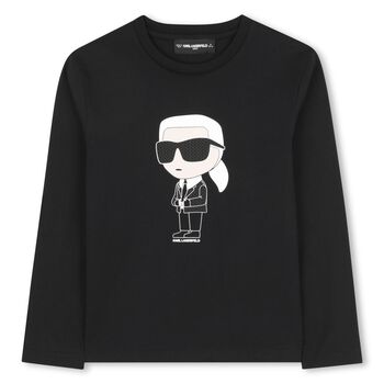 Boys Black Ikonik Karl Long Sleeve Top