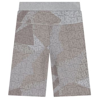 Boys Grey & Beige Logo Shorts