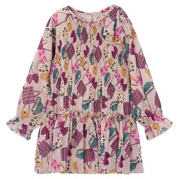 Girls Pink Chiffon Pleated Dress