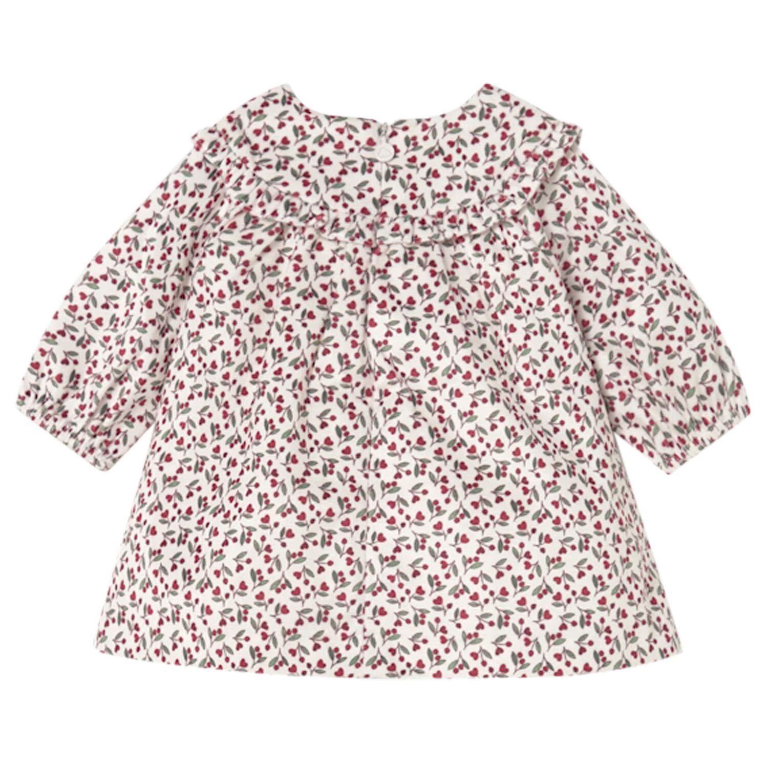 Baby Girls Ivory & Red Floral Dress, 1, hi-res