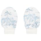 Baby Boys White & Blue Africa Hat & Mittens Set, 1, hi-res