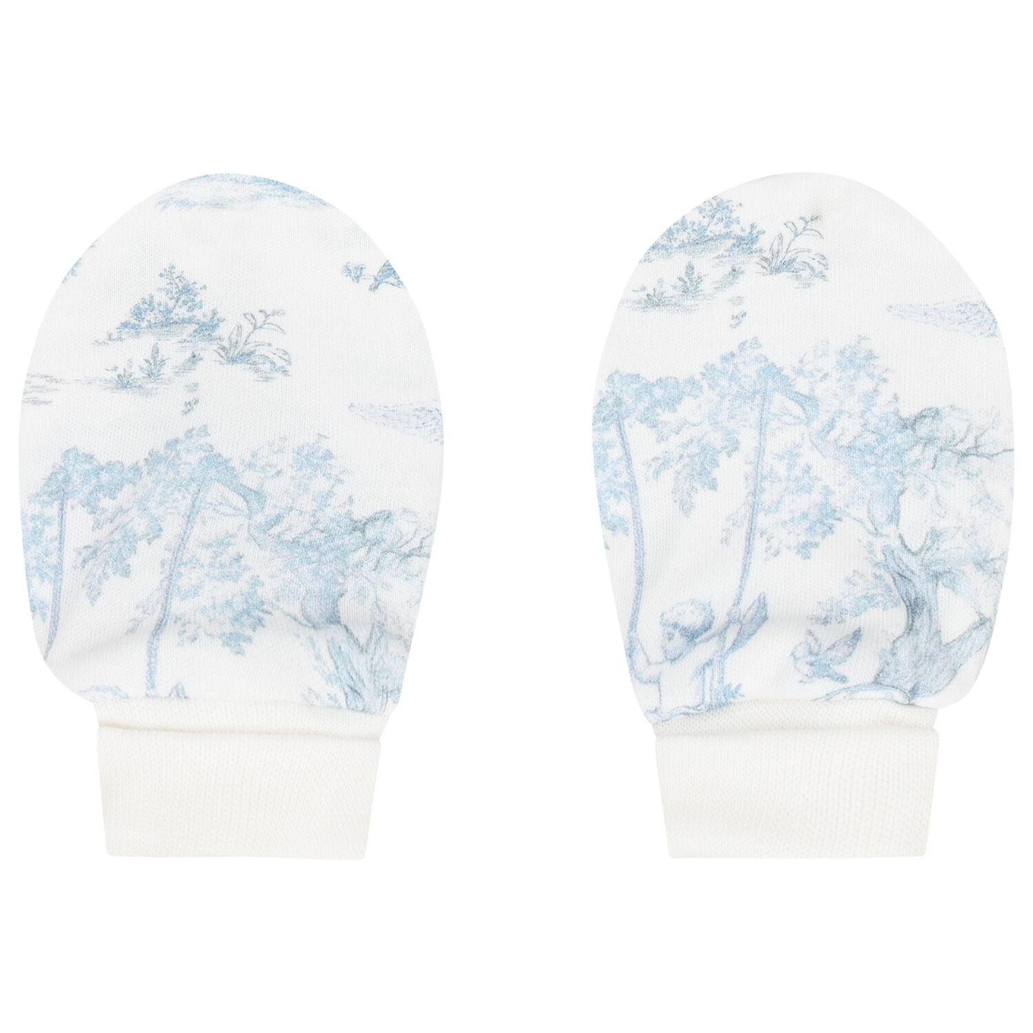 Baby Boys White & Blue Africa Hat & Mittens Set, 1, hi-res