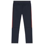 Boys Navy Blue Logo Joggers, 1, hi-res