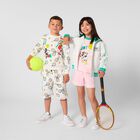 Girls Pink Stitched Print Shorts, 2, hi-res