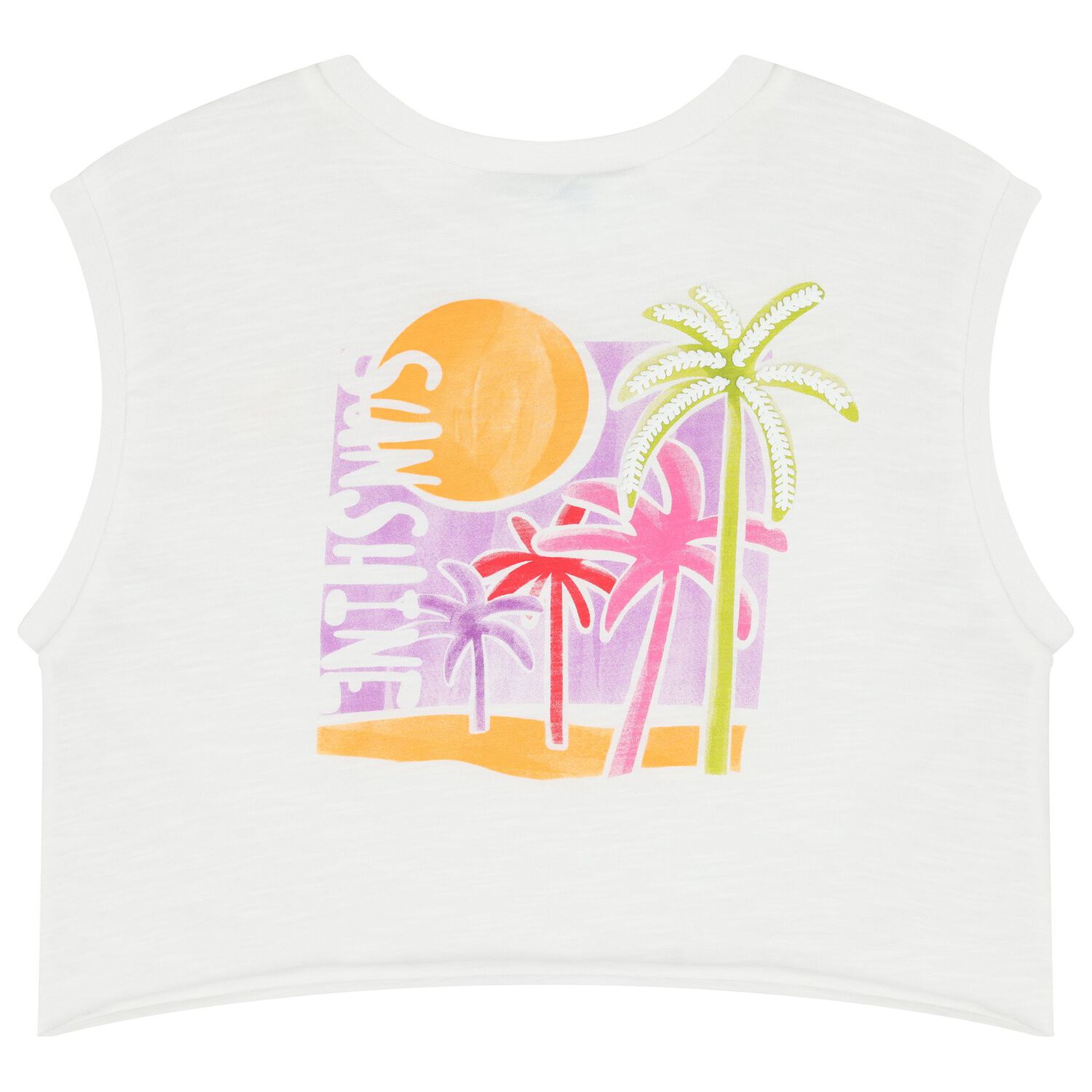 Girls White Sleeveless Top, 1, hi-res