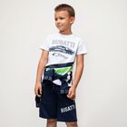 تيشيرت أولاد بالشعار باللون الأبيض, 1, hi-res