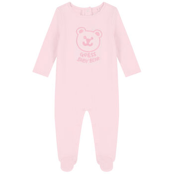 Pink Teddy Logo Babygrow