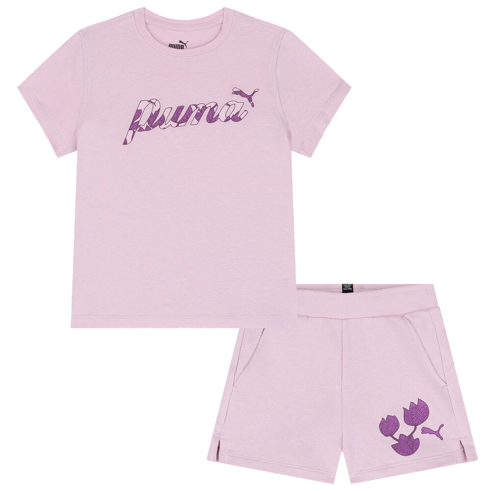 Puma Girls Two Piece Short Sleeve Jersey Tee & Capri Legging Set - Pastel  Pink & Black - BTR - BEYOND THE RACK