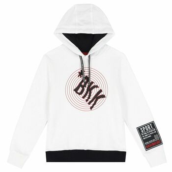 Boys White Logo Hooded Top