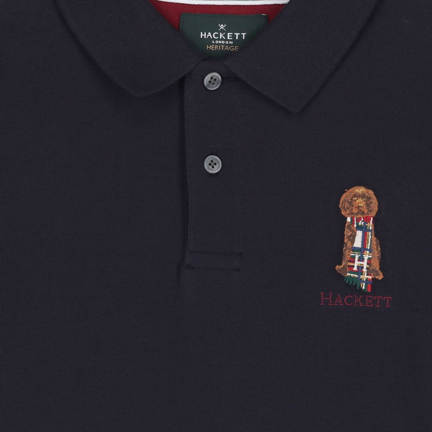 Boys Navy Dog Polo Shirt, 1, hi-res