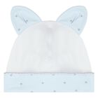 Baby Boys White & Blue Swaddle & Hat Set, 1, hi-res
