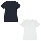 Boys White & Navy Blue T-Shirts ( 2-Pack ), 1, hi-res