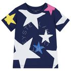 Girls Navy Blue Star T-Shirt, 1, hi-res