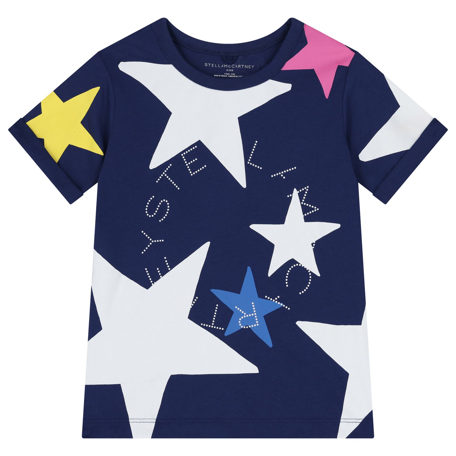 Girls Navy Blue Star T-Shirt, 1, hi-res