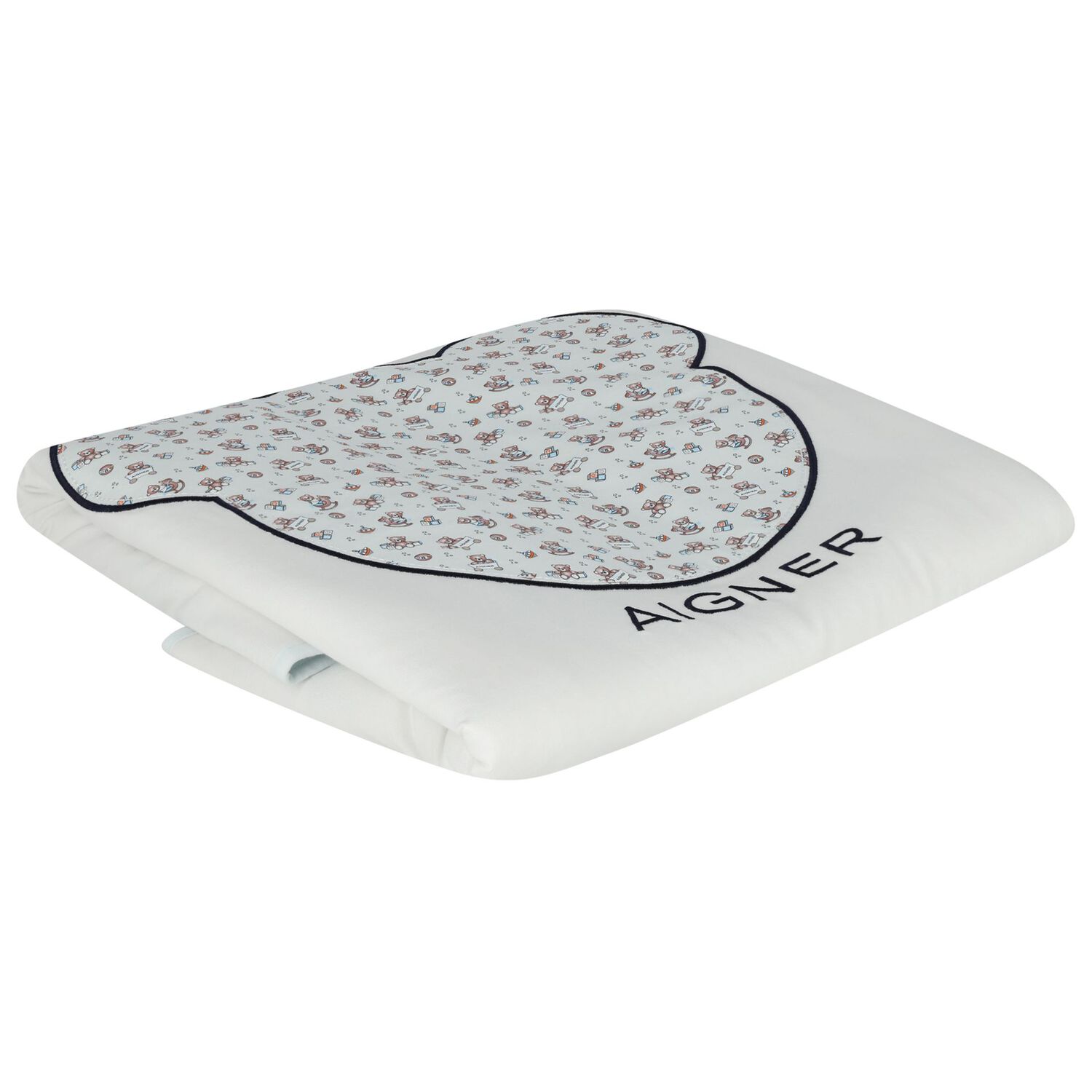 Baby Boys White & Blue Teddy Bear Blanket, 2, hi-res