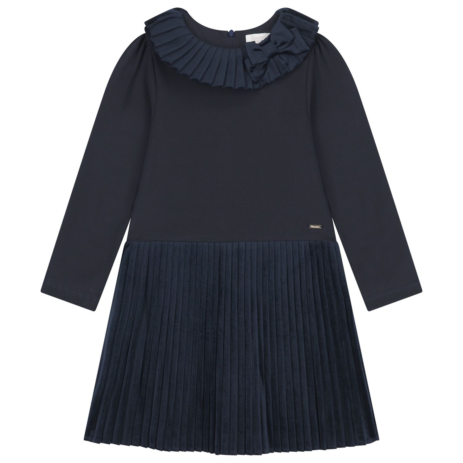 Girls Navy Blue Pleated Dress, 1, hi-res