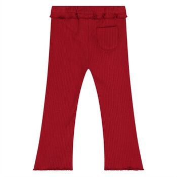Younger Girls Red Ribbed Leggings