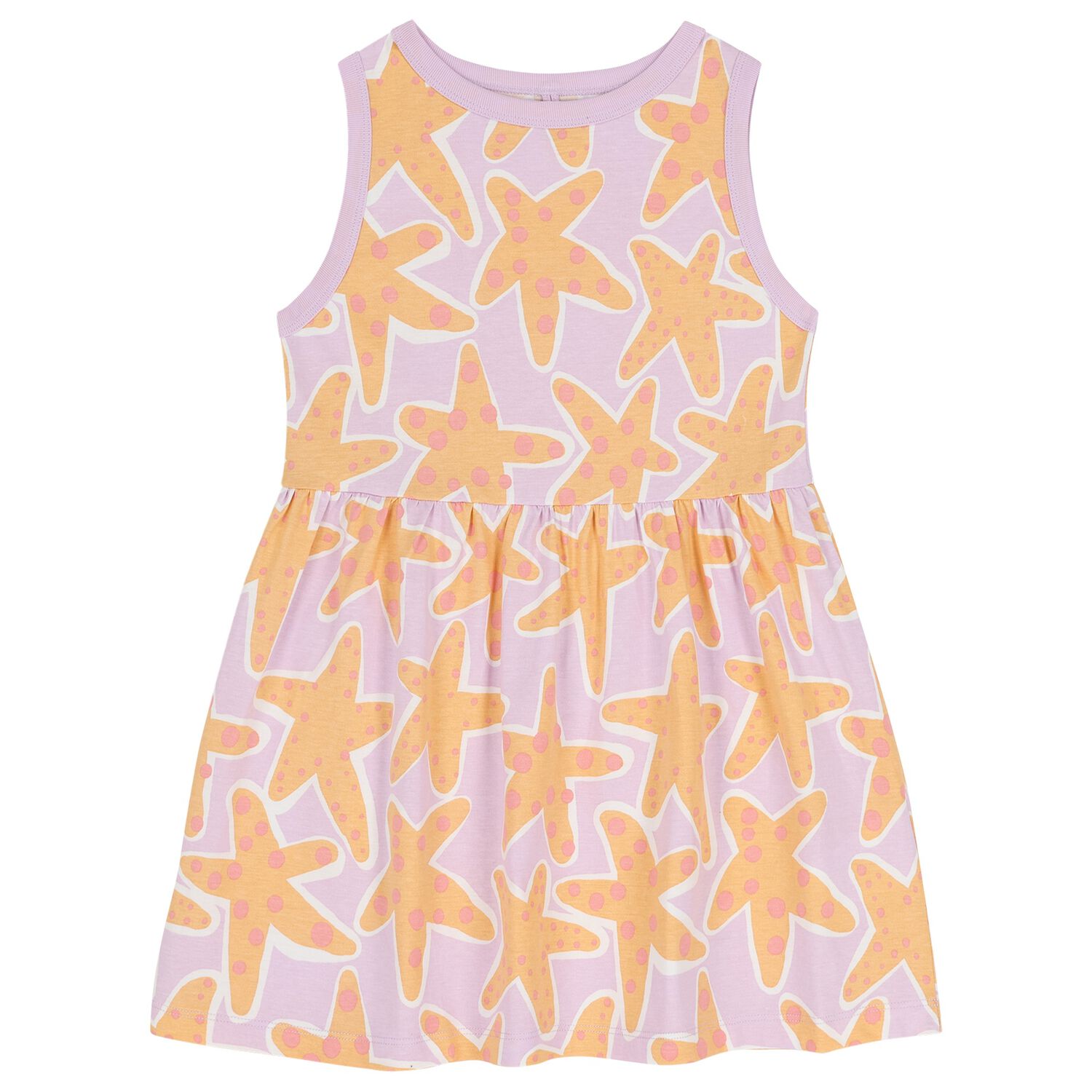 Girls Purple & Orange Star Fish Dress, 1, hi-res