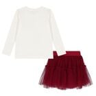 Girls White & Red Teddy Bear Skirt Set, 1, hi-res