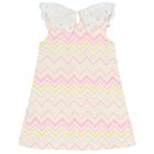 Girls White & Yellow Zig Zag Striped Dress, 1, hi-res