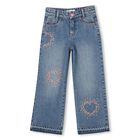 Girls Blue Denim Rhinestone Jeans, 1, hi-res
