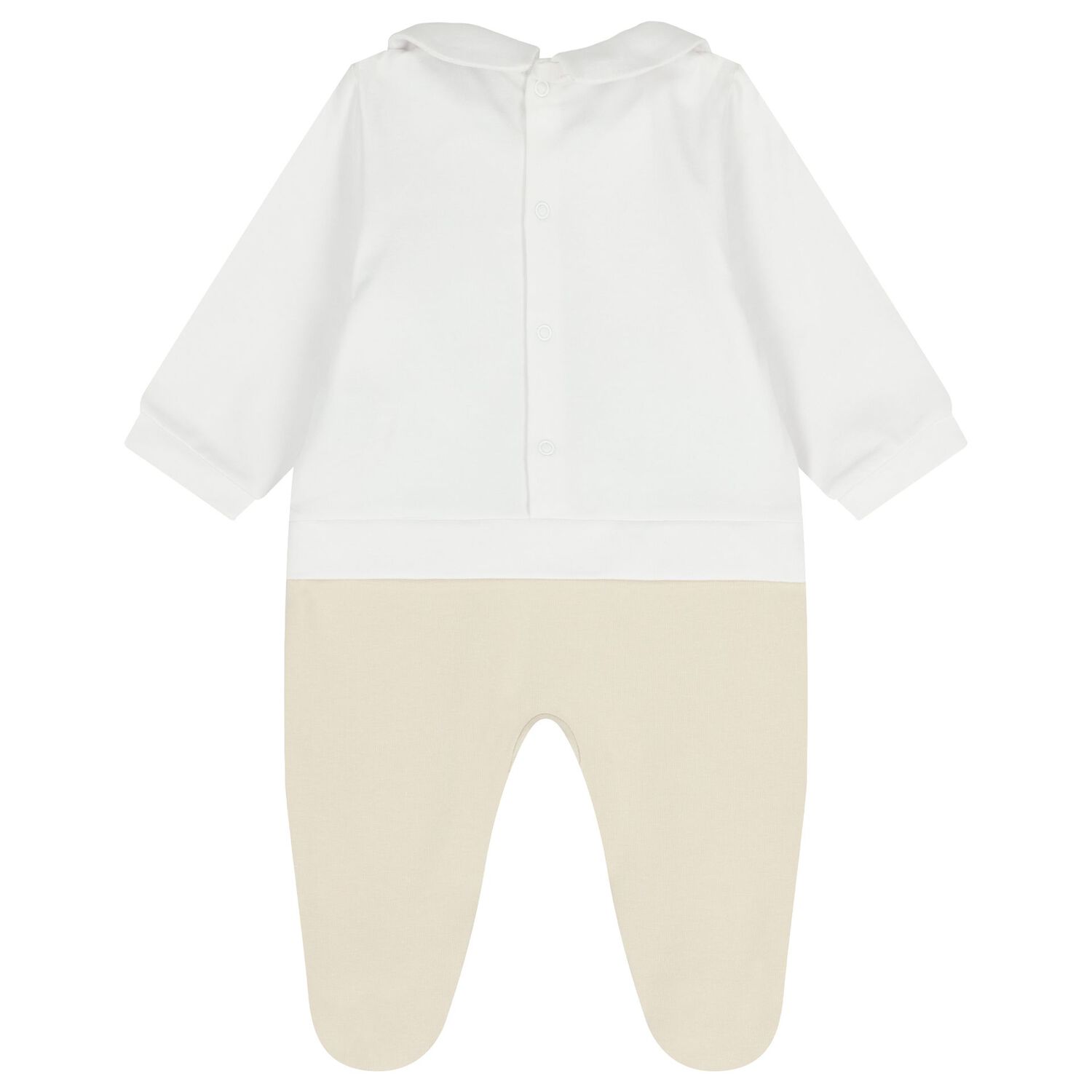 White & Beige Teddy Bear Babygrow, 1, hi-res