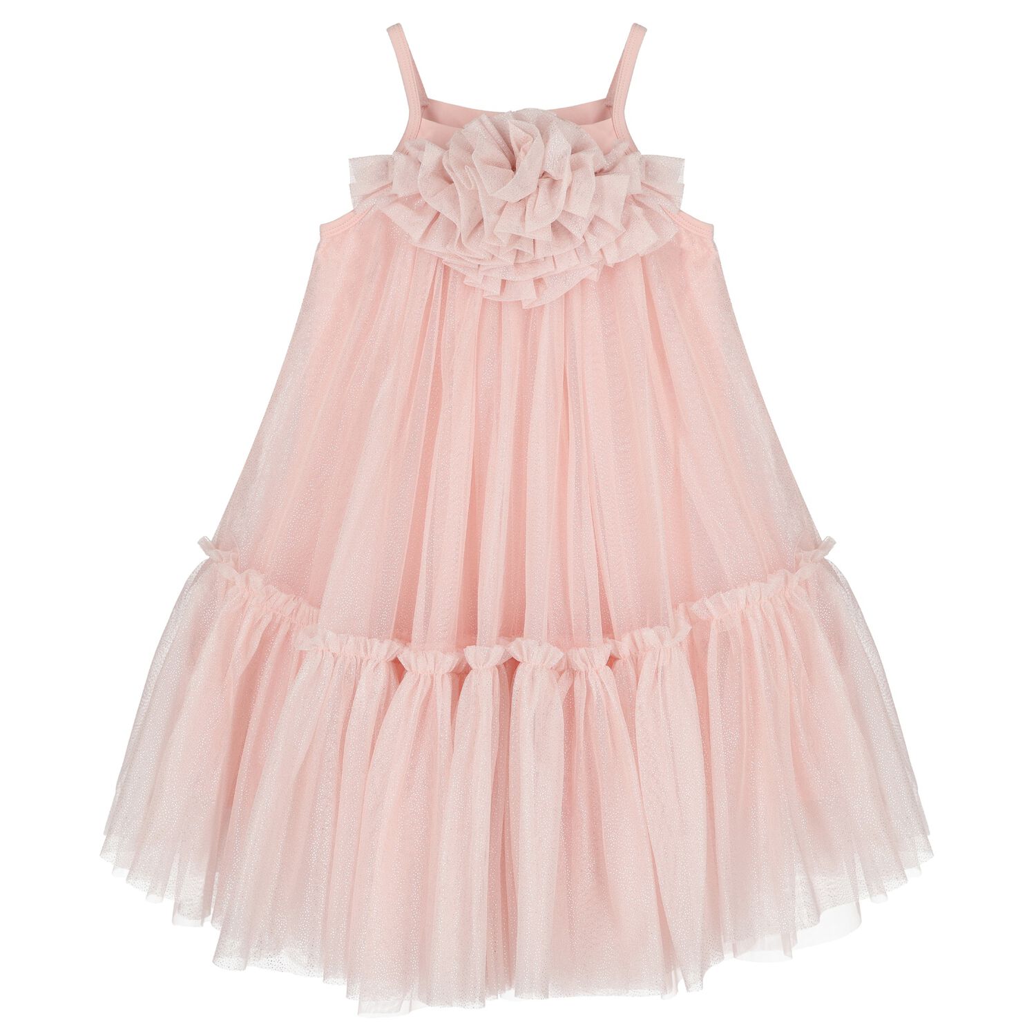 Girls Pink Embellished Tulle Dress, 1, hi-res