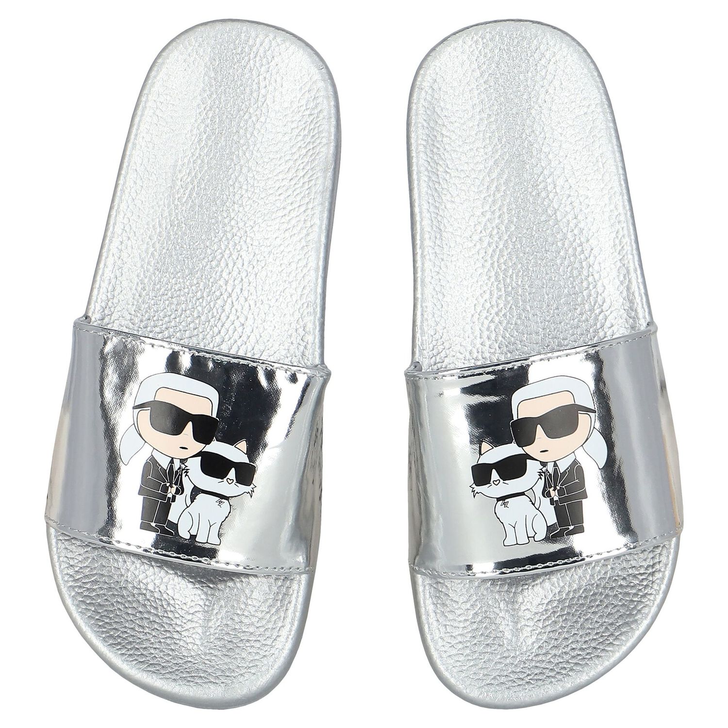 Girls Silver Choupette Sliders, 1, hi-res