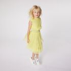 Girls Yellow Pleated Tulle Dress, 2, hi-res