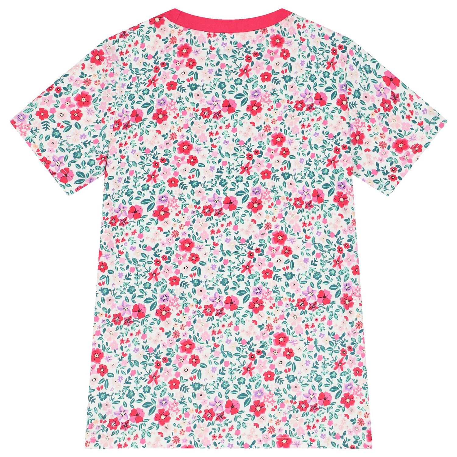 Girls Green & Pink Floral Logo T-Shirt, 4, hi-res image number null