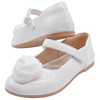 Girls White Flower Shoes