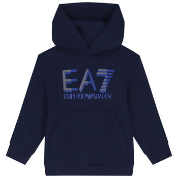 Boys Navy Blue Logo Hooded Top