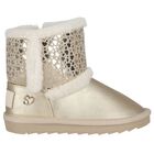 Girls Gold Faux Leather Boots, 3, hi-res