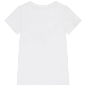 Girls White Glittery Logo T-Shirt