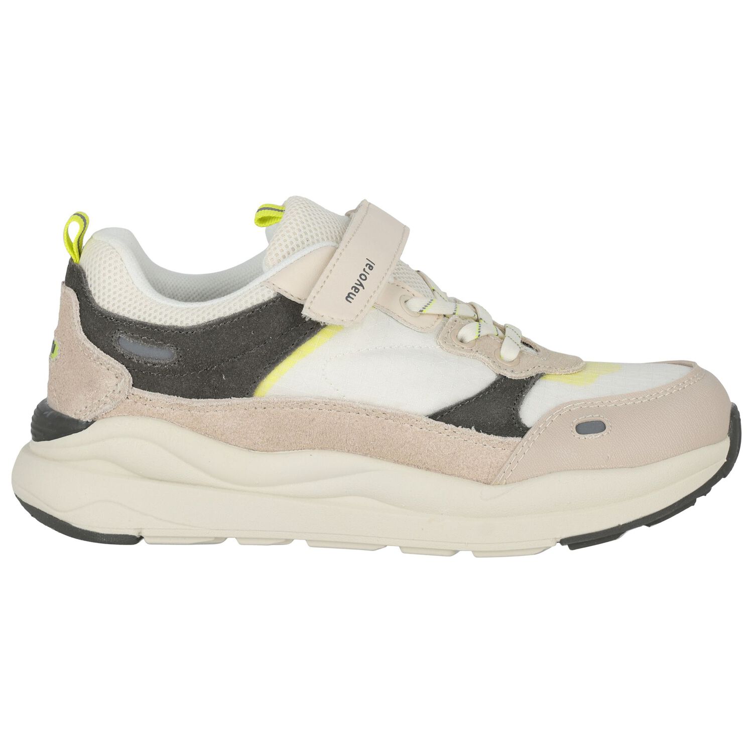 Boys Beige & Grey Trainers, 1, hi-res