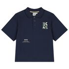 Boys Navy Blue Logo Polo Shirt, 1, hi-res